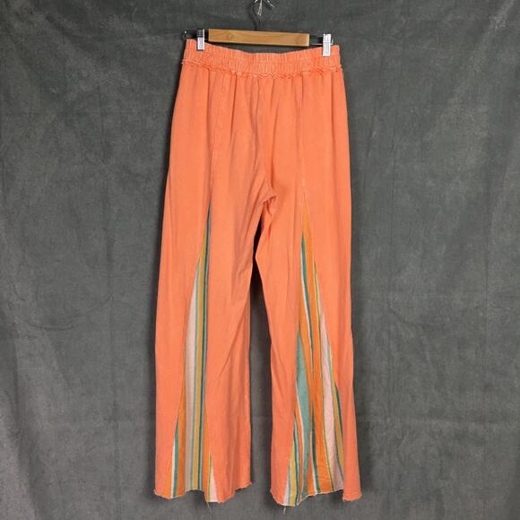 J.Her USA Womens Mineral Washed Wide Leg Pant Orange Patchwork Boho Preppy Sz S - Picture 6 of 16